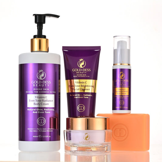 DIVINE GLOW COLLECTION Vitamin C - 5 Essential Products + Gold-Dess Signature Bag