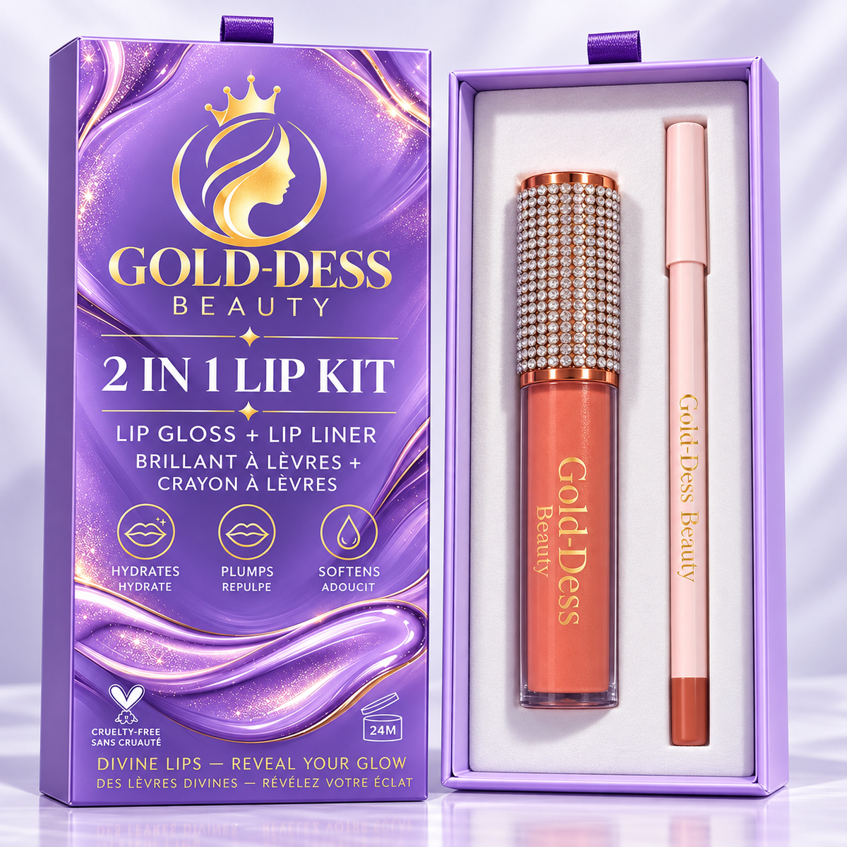 Gold-Dess Beauty – Divine Lips 2-in-1 Lip Kit