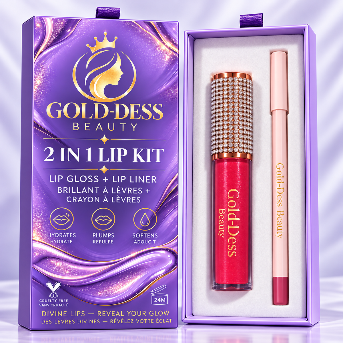 Gold-Dess Beauty – Divine Lips 2-in-1 Lip Kit