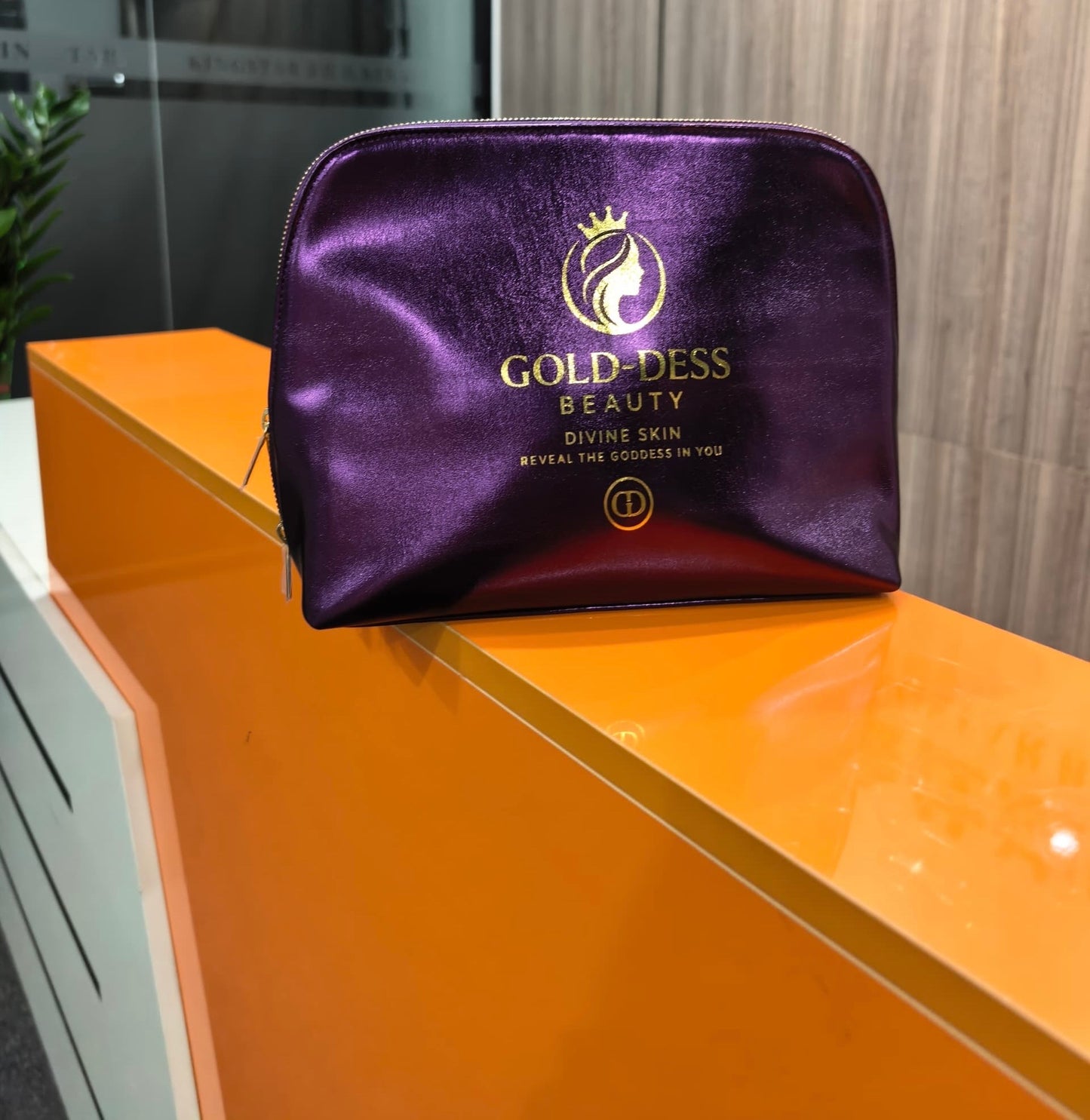 Luxury Cosmetic Bag – Purple & Gold