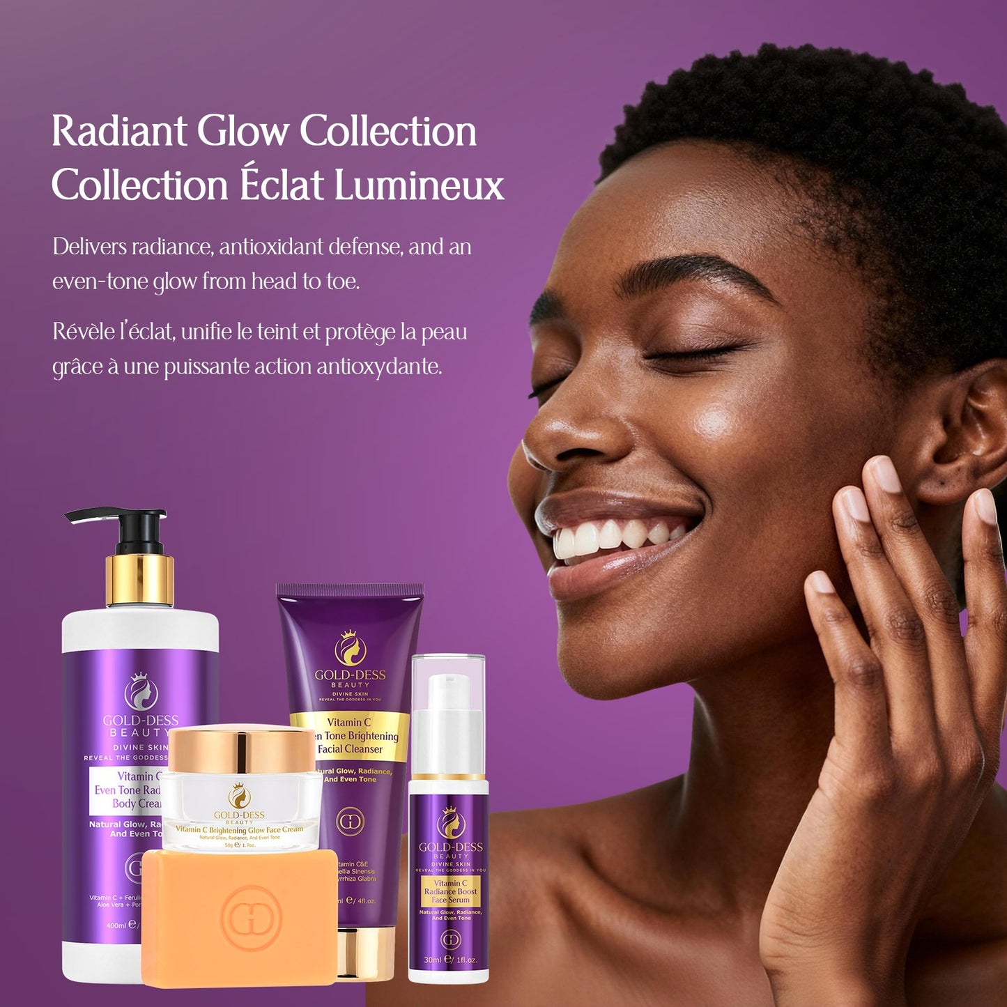 DIVINE GLOW COLLECTION Vitamin C - 5 Essential Products + Gold-Dess Signature Bag