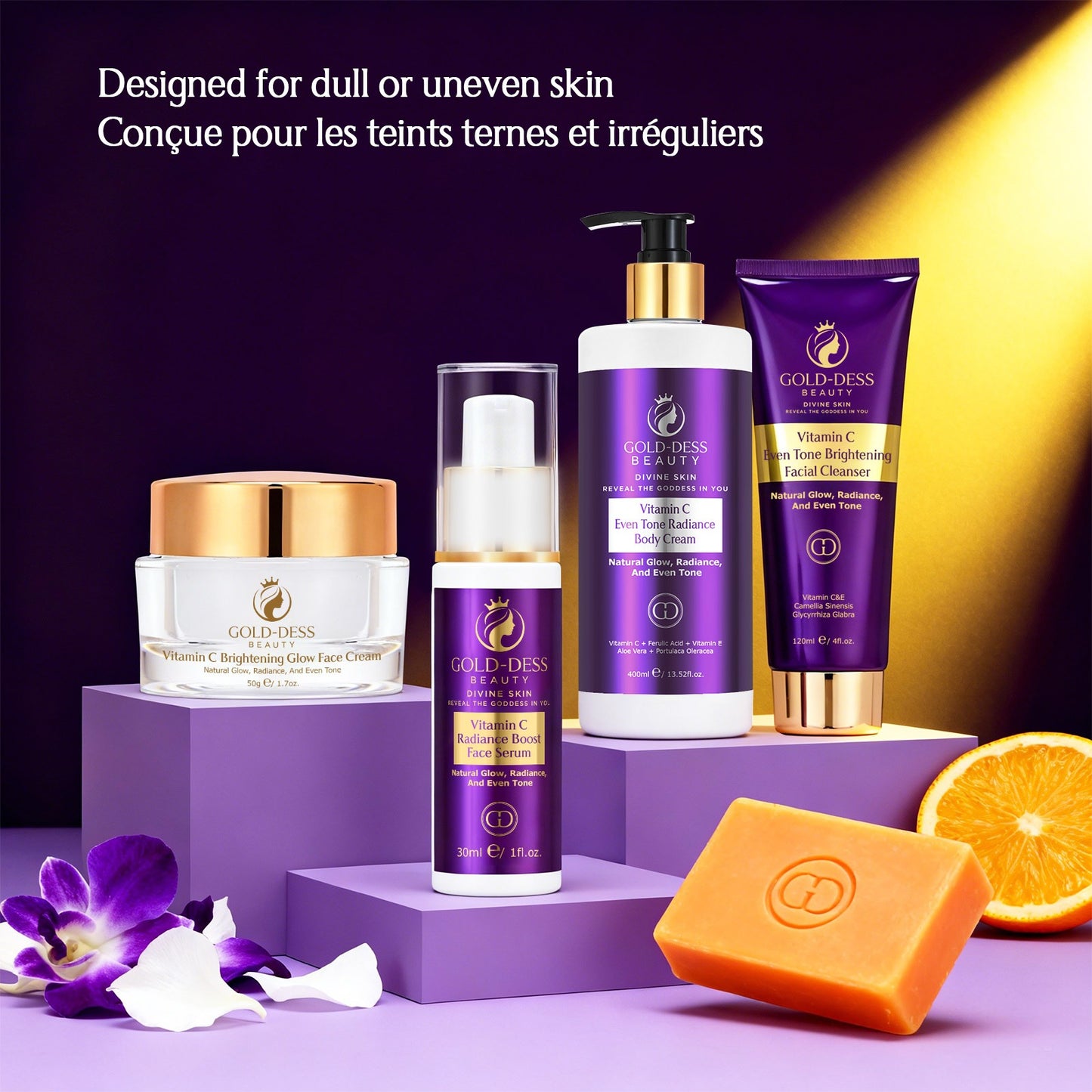 DIVINE GLOW COLLECTION Vitamin C - 5 Essential Products + Gold-Dess Signature Bag
