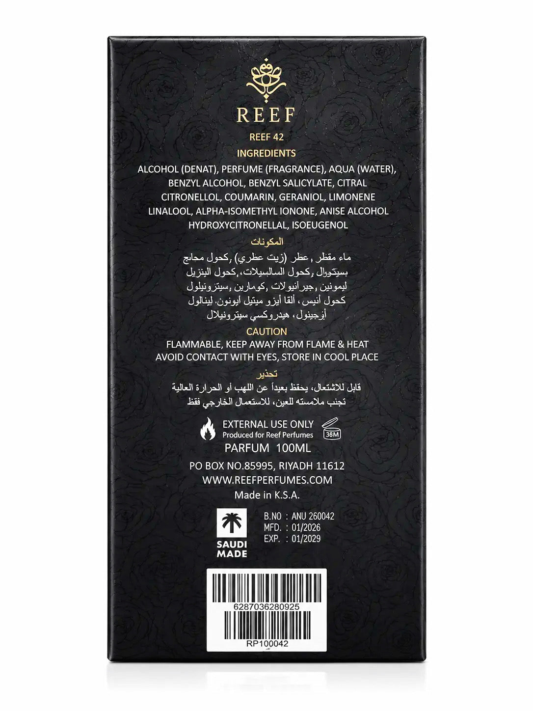 REEF 42 – Parfum Arabe Luxueux pour Homme | Fragrance Intense & Sophistiquée