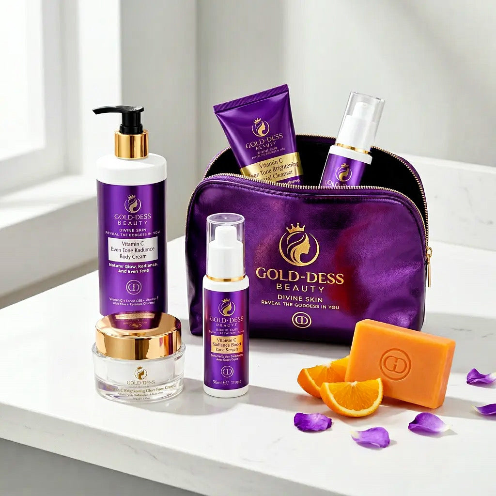 DIVINE GLOW COLLECTION Vitamin C - 5 Essential Products + Gold-Dess Signature Bag