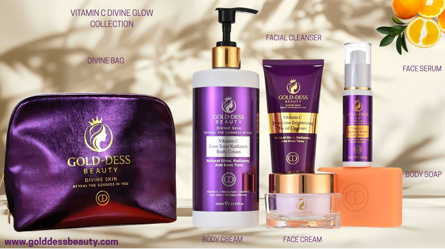 DIVINE GLOW COLLECTION Vitamin C - 5 Essential Products + Gold-Dess Signature Bag